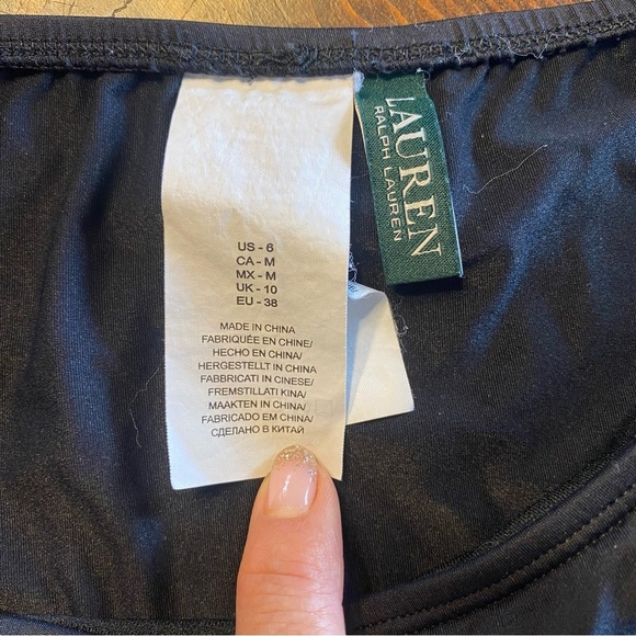 Ralph Lauren Black White Polka Dot Ruffle Tankini SLIMMING Top&black bottom-SZ-8 - Picture 11 of 12